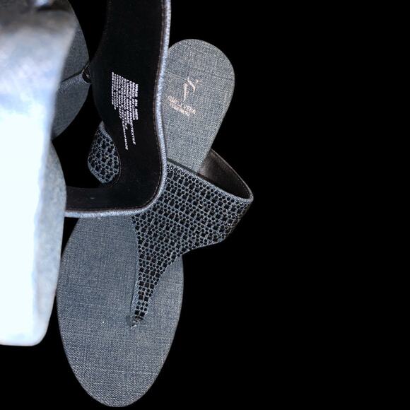 Simply Vera Vera Wang Denim Wedge Sandals Thong Flip Flops Size 8.5 Medium - Picture 5 of 13